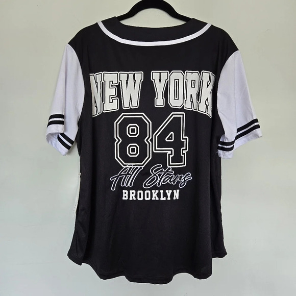 Orange Kiss New York Baseball League Jersey Top Womens 1X Athleisure Sporty Game - Picture 1 of 8